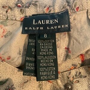 Ralph Lauren Cream Floral Cotton Maxi skirt with pearl snap closure